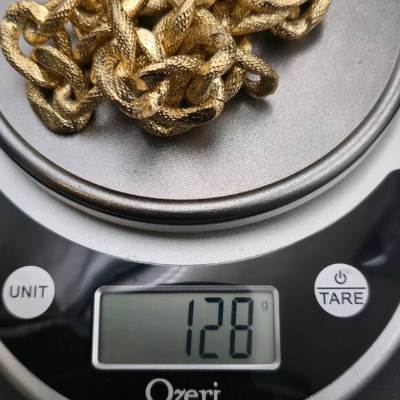 16 Inch Slip On Gold Plated Textured Chain Necklace B985 - Picture 5 of 5